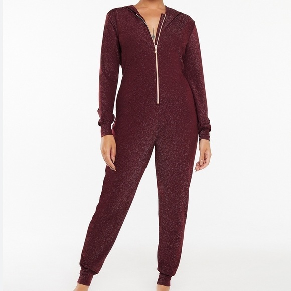 SAVAGE x FENTY Sleep and Shine Hooded Onesie in Red Cocoa Size L - Picture 1 of 12